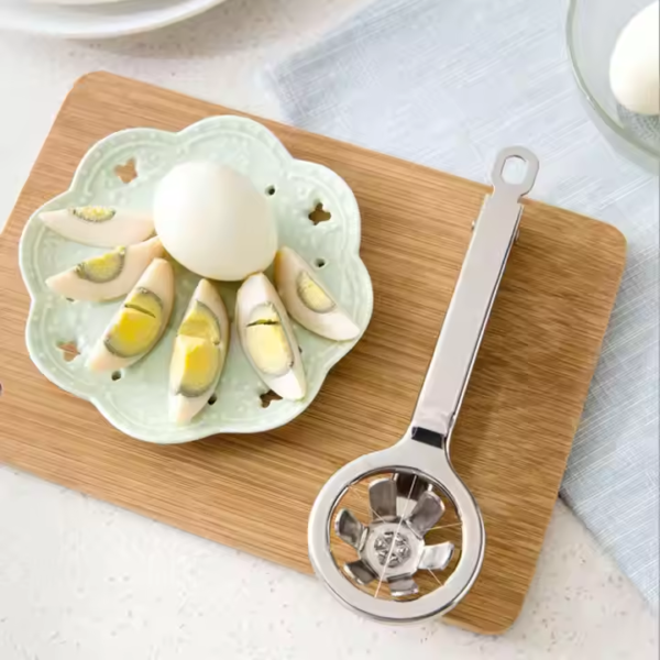 Cutter Tool Stainless Steel Egg Slicer Divides Hard Boiled Eggs Into 6 Equal Segments in One Action - Image 4