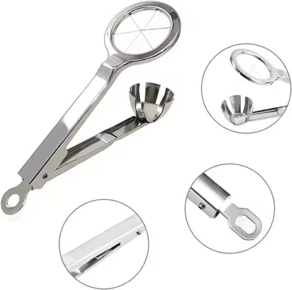 Cutter Tool Stainless Steel Egg Slicer Divides Hard Boiled Eggs Into 6 Equal Segments in One Action - Image 5