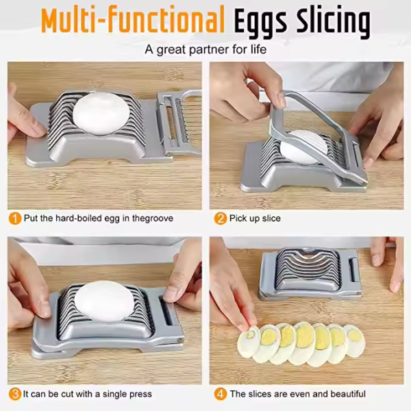 Stainless Steel Wire Egg Slicer, Heavy Duty Aluminium Egg Cutter Dishwasher Safe - Image 4