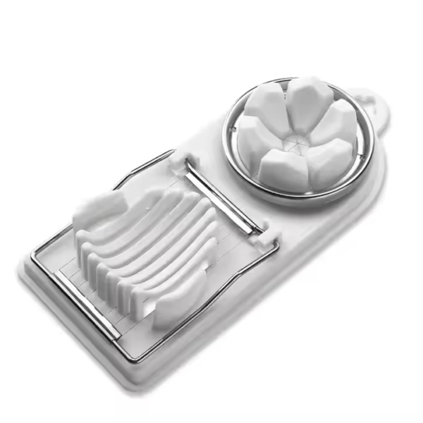 Multi Function 2-in-1 Kitchen Gadgets Stainless Steel Wedge Shaped Boiled Egg Cutter Egg Slicer