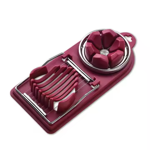 Multi Function 2-in-1 Kitchen Gadgets Stainless Steel Wedge Shaped Boiled Egg Cutter Egg Slicer - Image 4