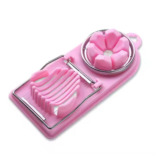 Multi Function 2-in-1 Kitchen Gadgets Stainless Steel Wedge Shaped Boiled Egg Cutter Egg Slicer - Image 2