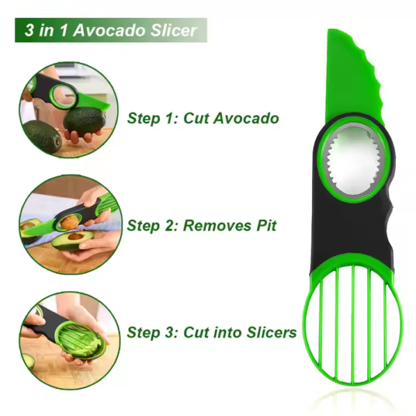 Kitchen Accessories Multifunctional Fruit Avocado Cutter 3 in 1 Avocado Slicer - Image 3