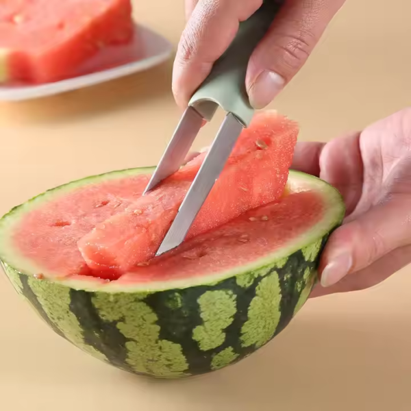 Stainless Steel Watermelon Cutter Slicer Tool with Non-slip Fork Fruit Kitchen Gadget with PP Material for Restaurant Bar KTV - Image 4