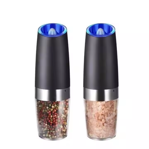 Electric Gravity Salt and Pepper Grinder Set Spice Jar Rechargeable Black Pepper Mill Grinder With Blue Light and Stand - Image 2