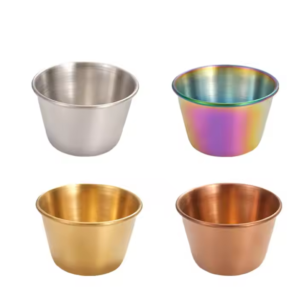 Food Grade 18/8 Ramekin Korean Dip Cup Small Round Stainless Steel Sauce Cup