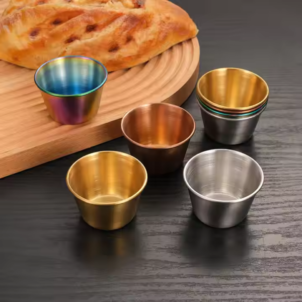 Food Grade 18/8 Ramekin Korean Dip Cup Small Round Stainless Steel Sauce Cup - Image 2