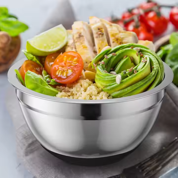 Stainless Steel Metal Nesting Storage Bowls Non-Slip Bottoms Mixing Bowls with Airtight Lids Kitchen for Baking Serving Food - Image 3