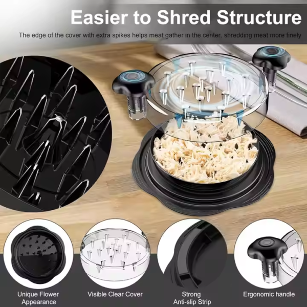 Large Manual Meat Grinder Machine Plastic Meat Crusher Visible Chicken Breast Meat Shredder Chopper Chicken Shredder Tool Twist - Image 2