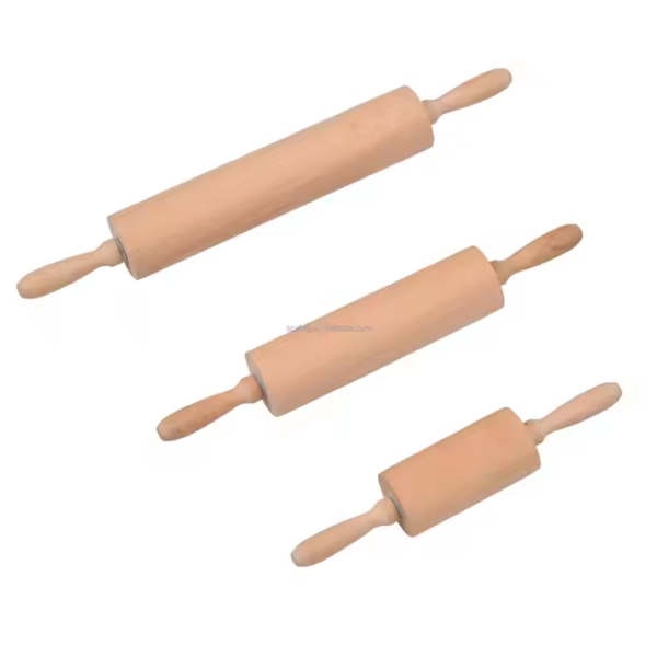 Wooden Rolling Pin for Baking with Handles,18 Inch Wood Dough Roller for Cake Bread Croissant Cookie Pizza
