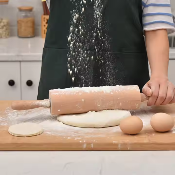 Wooden Rolling Pin for Baking with Handles,18 Inch Wood Dough Roller for Cake Bread Croissant Cookie Pizza - Image 4