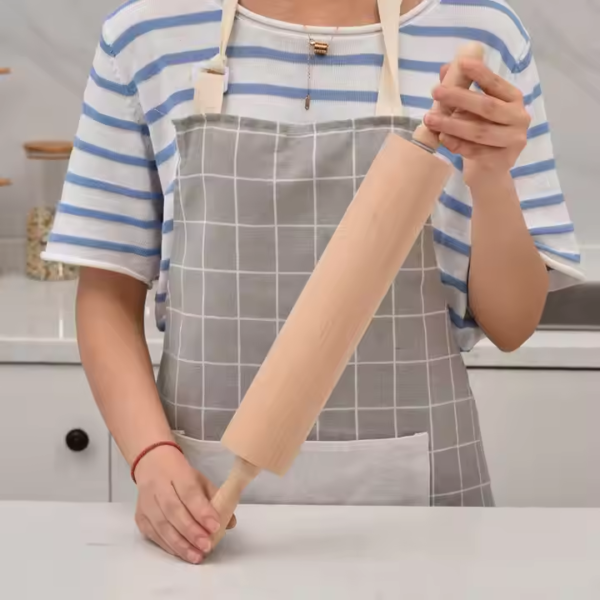 Wooden Rolling Pin for Baking with Handles,18 Inch Wood Dough Roller for Cake Bread Croissant Cookie Pizza - Image 5