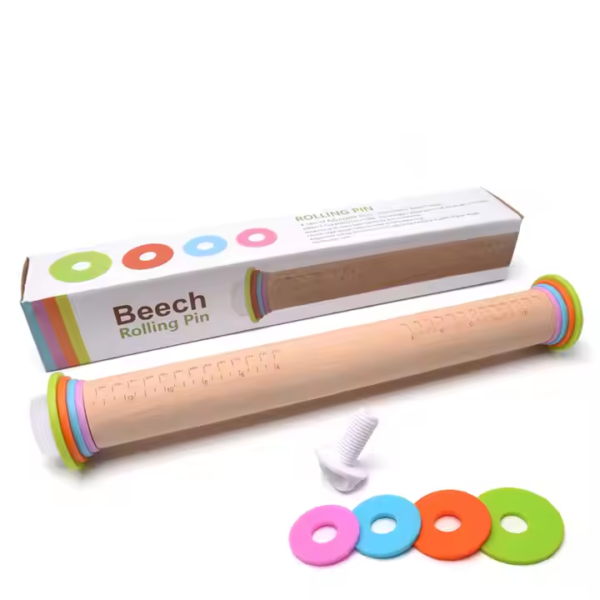 Adjustable Wooden Rolling Pin Baking Eco-Friendly Pastry Dough Rolling Tool Different Sizes Kitchen Use Includes Pastry Boards
