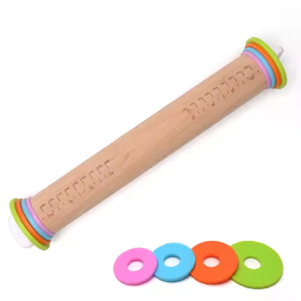 Adjustable Wooden Rolling Pin Baking Eco-Friendly Pastry Dough Rolling Tool Different Sizes Kitchen Use Includes Pastry Boards - Image 2