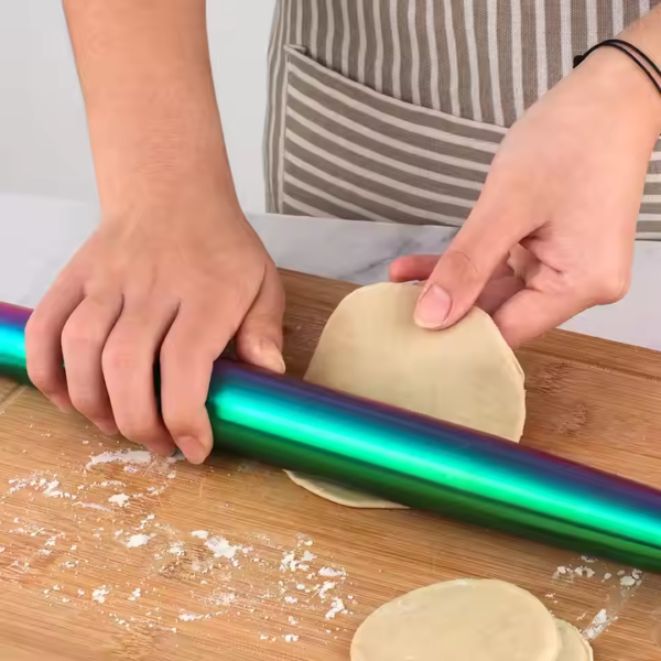 Wholesale Stainless Steel Non-stick Cake Pizza Pasta Dumplings Rolling Pin for Fondant Pie Crust Baker Roller - Image 3