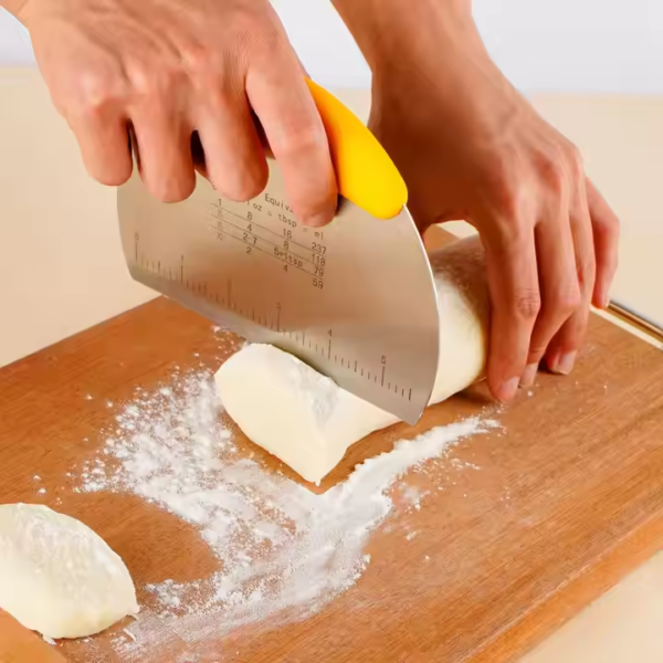 Premium Dough Scraper and Cutter Stainless Steel Bench Scraper With Measuring Scale Multi-Purpose Food Scraper Chopper - Image 2