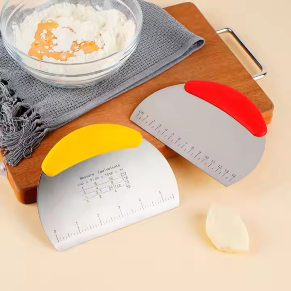 Premium Dough Scraper and Cutter Stainless Steel Bench Scraper With Measuring Scale Multi-Purpose Food Scraper Chopper - Image 4