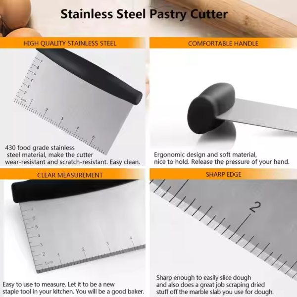 High Quality Multi-purpose Stainless Steel Pastry Bench Scraper/Pastry Cutter/ Pastry Chopper for KITCHEN - Image 4