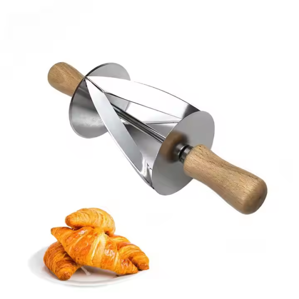 Baking Tools Pastry Cutter Wood Handle Stainless Steel Croissant Cutter Roller