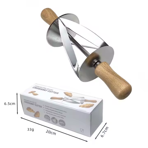 Baking Tools Pastry Cutter Wood Handle Stainless Steel Croissant Cutter Roller - Image 2