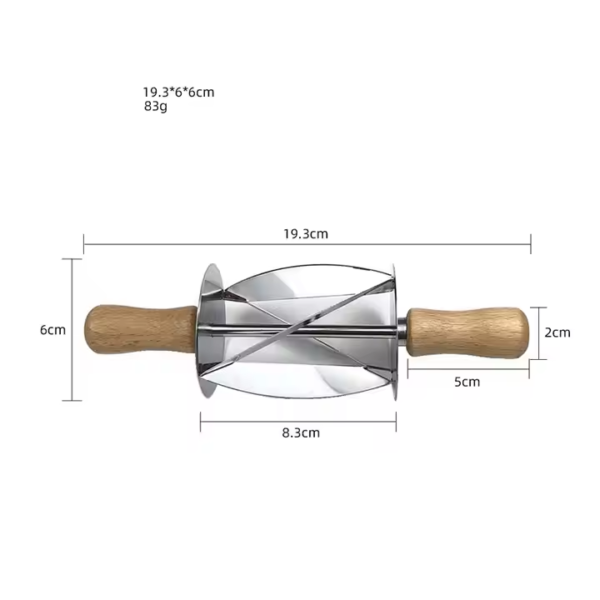 Baking Tools Pastry Cutter Wood Handle Stainless Steel Croissant Cutter Roller - Image 3
