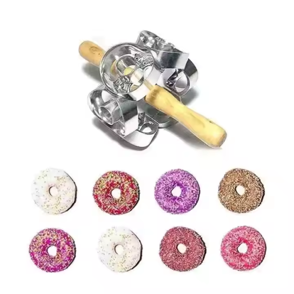 Stainless Steel Revolving Doughnut Cutter Mold Manual Pastry Donut Cutter Roller