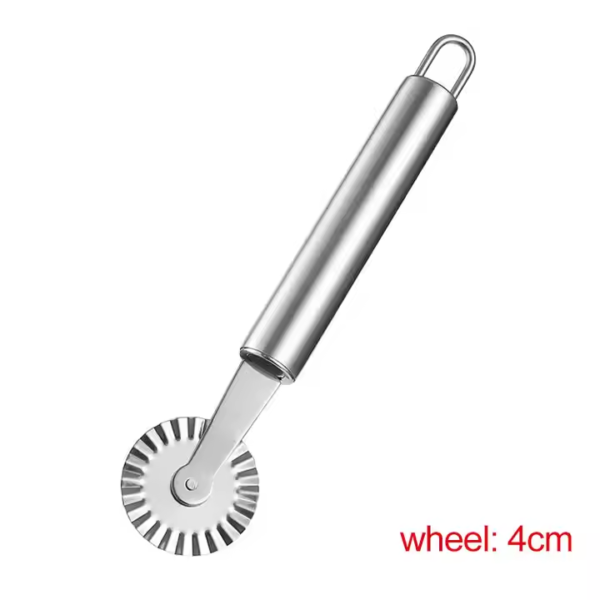 High Quality Promotion Kitchen Tool Pizza Knife Slicer Stainless Steel Pizza Cutter Wheel with Two Blades - Image 2