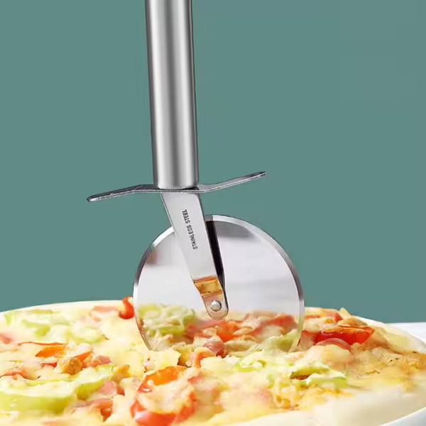 High Quality Promotion Kitchen Tool Pizza Knife Slicer Stainless Steel Pizza Cutter Wheel with Two Blades - Image 5