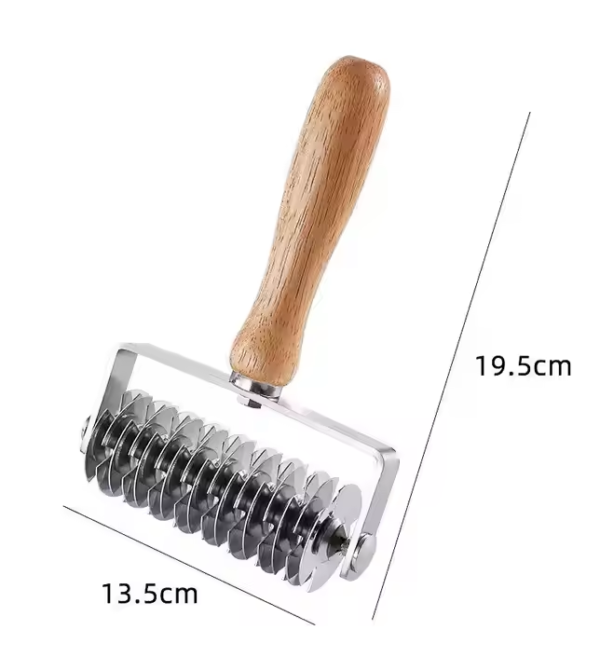 Stainless Steel Pizza Dough Roller Cutter Wheel Bbq Accessories Wooden Handle Peel with Cutters - Image 3