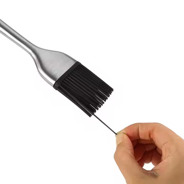 Grilling BBQ Baking Pastry and Oil Stainless Steel Brush With Back up Silicone Brush Heads - Image 2