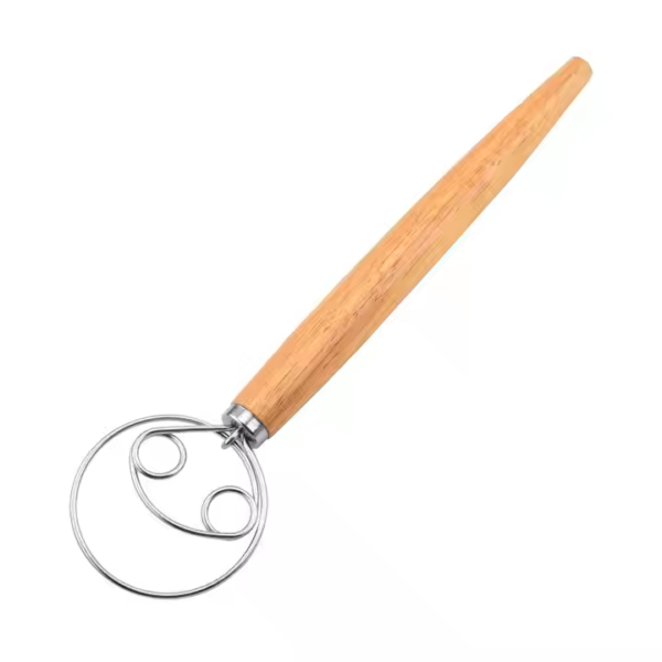 13 Inch Two Eyes Design and Long Strong Wooden Handle Original Danish Dough Whisk