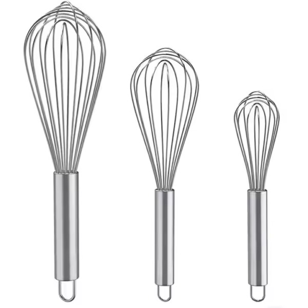 Different Size Manual Stainless Steel Wire Egg Whisk Multifunction Cream Butter Beater for Baking and Blending