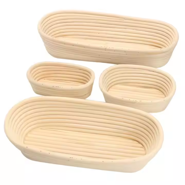 10 Inch Oval Linen Sourdough Banneton Proofing Basket Natural Indonesian Rattan Bread Bakeware for Household Use