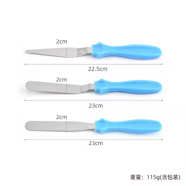 3pcs/set Plastic Handle Butter Cake Cream Spatula Cake Decorating Tool Pastry Scraper Cutter Stainless Steel Cake Cream Scraper - Image 3