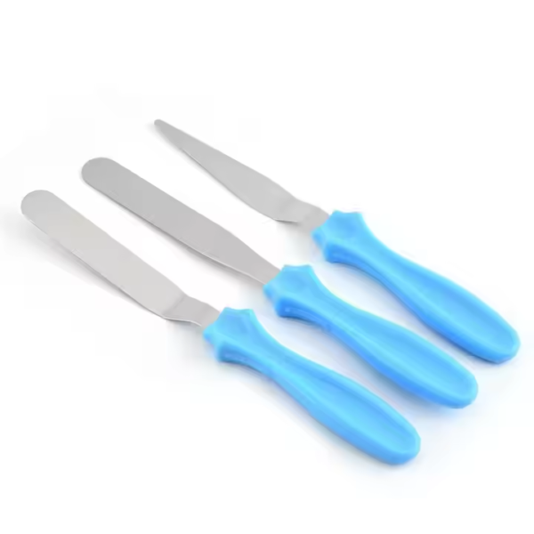 3pcs/set Plastic Handle Butter Cake Cream Spatula Cake Decorating Tool Pastry Scraper Cutter Stainless Steel Cake Cream Scraper - Image 4