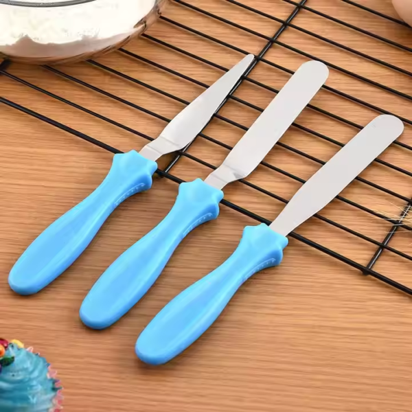3pcs/set Plastic Handle Butter Cake Cream Spatula Cake Decorating Tool Pastry Scraper Cutter Stainless Steel Cake Cream Scraper - Image 5