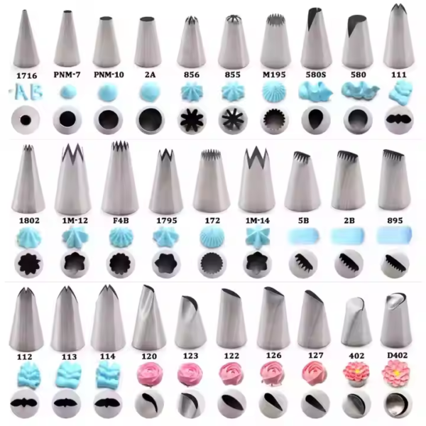 Different Shapes Cake Nozzles 304 Stainless Steel Seamless Icing Piping Tips Set