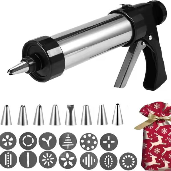 Hot Sale Food Grade Biscuit Maker Diy Home Baking Utensil Stainless Steel Mounting Gun Cream Cake Baking Tool Cookie Press Gun