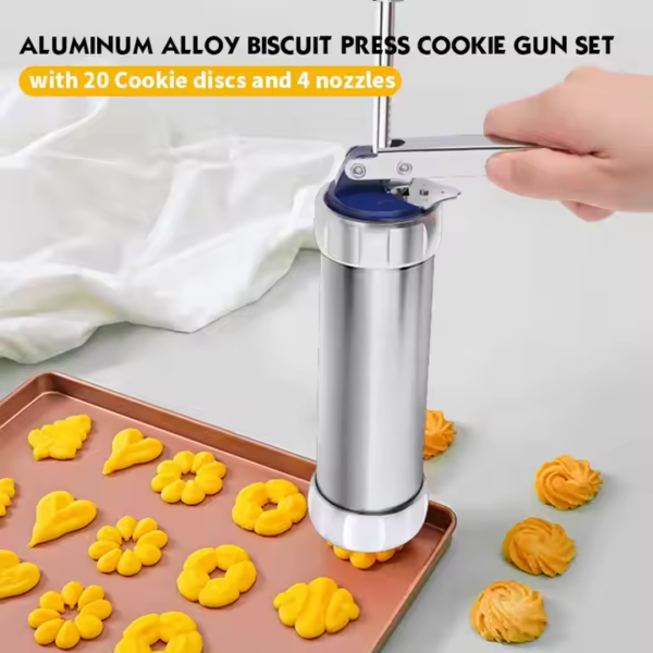 Cookie Cutter Nozzle Kit DIY Cookie Maker Cutter Kit Cake Pastry Nozzle Cake Decorating Tools with 20 Cookie Pans and 4 Nozzles - Image 2