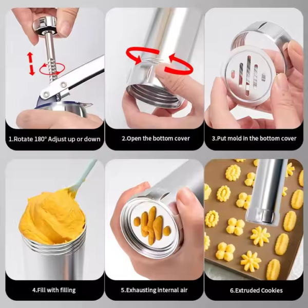 Cookie Cutter Nozzle Kit DIY Cookie Maker Cutter Kit Cake Pastry Nozzle Cake Decorating Tools with 20 Cookie Pans and 4 Nozzles - Image 4