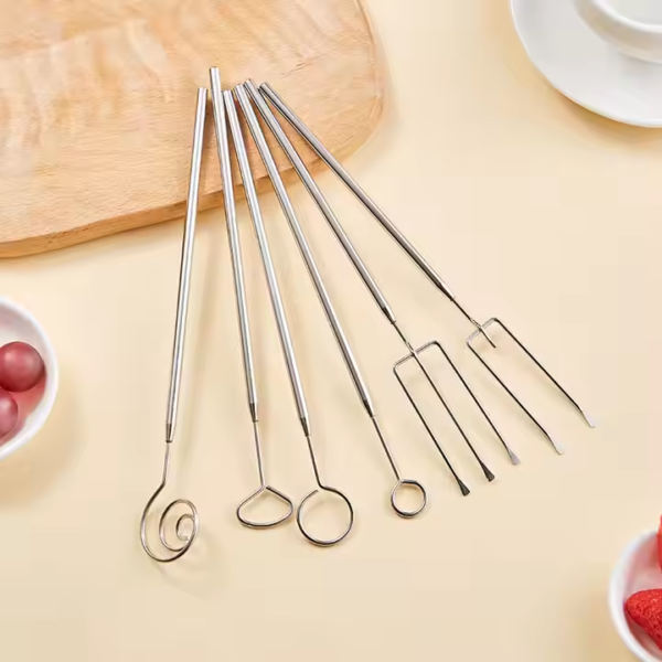 Kitchen Accessories 6pcs Set Candy Dipping Stainless Steel Chocolate Cheese Tools Set Candy Dipping Tools Set - Image 3