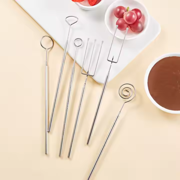 Kitchen Accessories 6pcs Set Candy Dipping Stainless Steel Chocolate Cheese Tools Set Candy Dipping Tools Set - Image 4