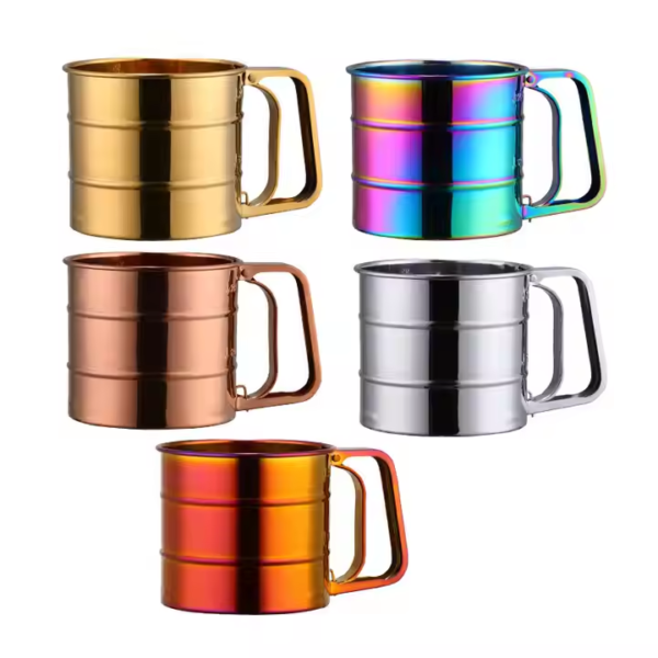 Stainless Steel Flour Sieve Cup Gold Mesh Flour Sifter Baking Tool Round Powder Sieve With Scale Cakes Pastry Utensils