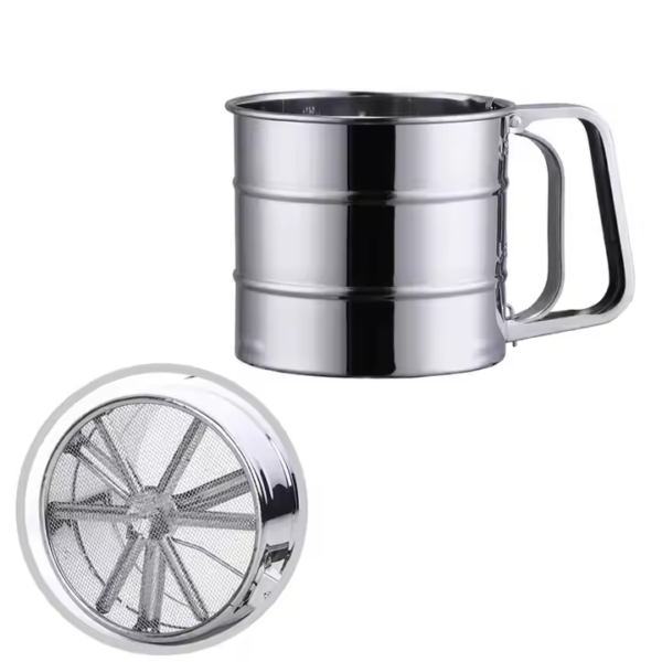 Stainless Steel Flour Sieve Cup Gold Mesh Flour Sifter Baking Tool Round Powder Sieve With Scale Cakes Pastry Utensils - Image 2
