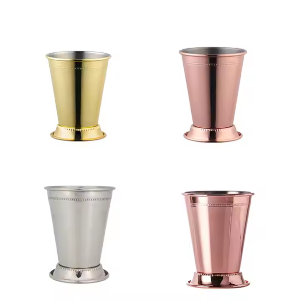 Premium 350ml Copper Plated Silver Rose Gold Mug Stainless Steel Drinking Glasses Durable Mint Julep Cup