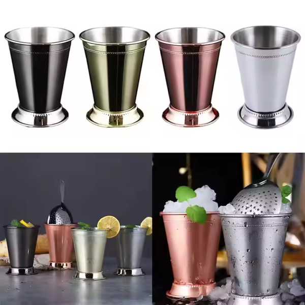 Premium 350ml Copper Plated Silver Rose Gold Mug Stainless Steel Drinking Glasses Durable Mint Julep Cup - Image 3