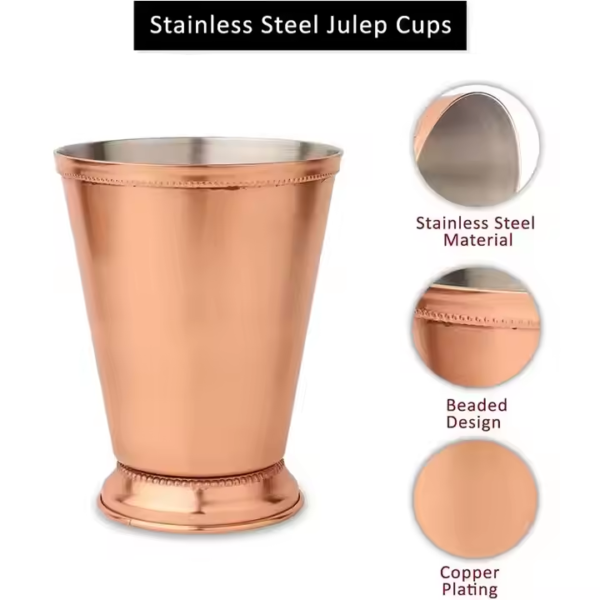 Premium 350ml Copper Plated Silver Rose Gold Mug Stainless Steel Drinking Glasses Durable Mint Julep Cup - Image 5