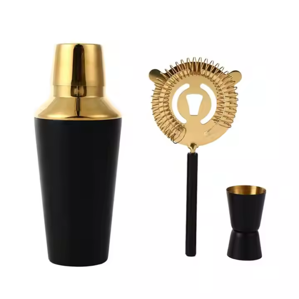 550ml Stainless Steel Bartender Kit Unique Custom Logo Bar Tool Gift with Gold Plating Martini Glass Unique Design