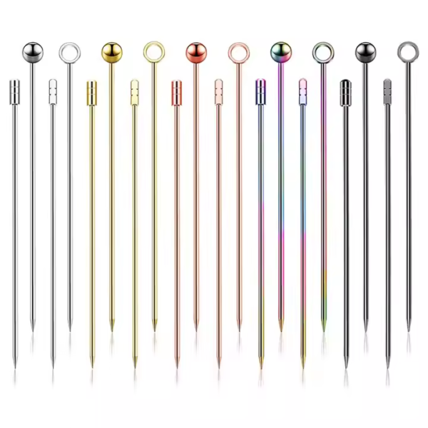 Wholesale Barware 304 Stainless Steel Fruit Picks Modern Design Bar Decoration Sticks Colorful Olive Picks for Restaurants Bar
