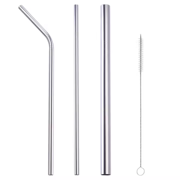 Multi Colors Reusable Metal Straws Kit Straight and Bend Straw Cleaning Brush Bar Stainless Steel Drinking Straws - Image 3